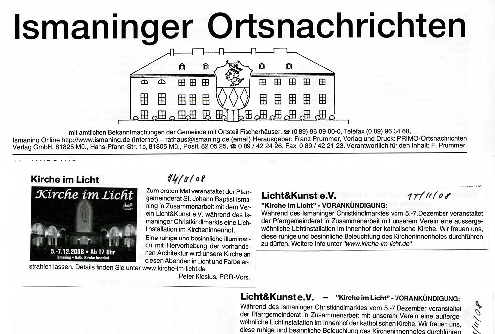 Ortsnachrichten vom 14.11.2008 – Kirche im Licht