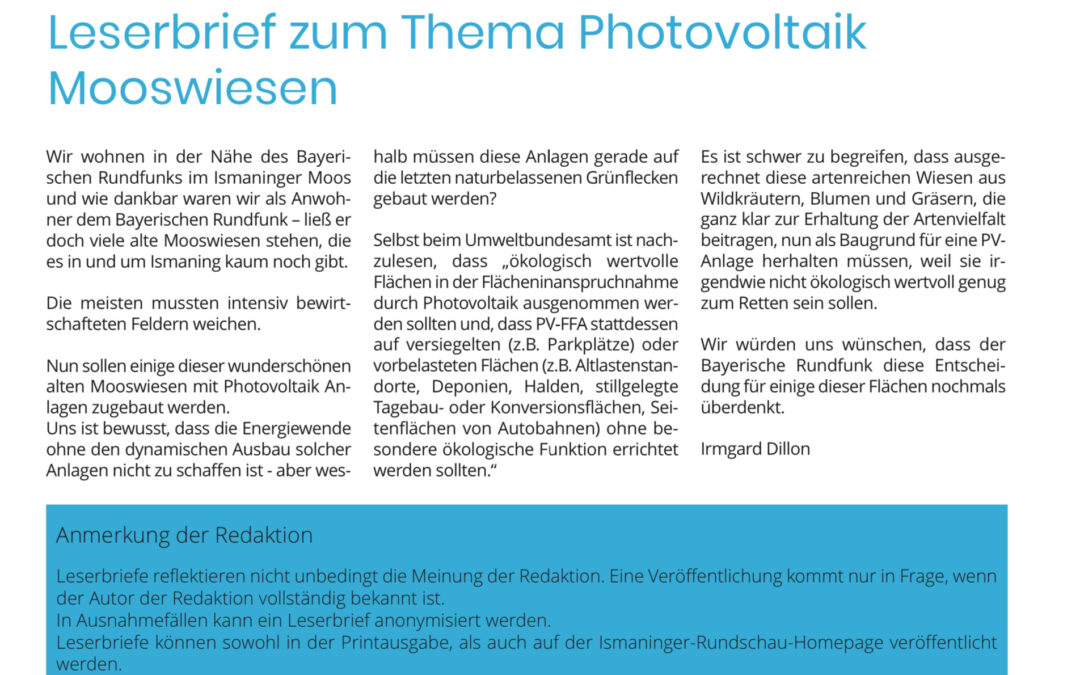 Rundschau 12/25 vom 20 Juni 2025  – Leserbrief zum Thema Photovoltaik Mooswiesen