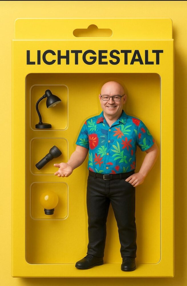 Lichtgestalt, Risinger Robert, Robert Risinger, licht und Kunst, Verein, Ismaning, Faschingszeit, Burschenverein, lichtkunst