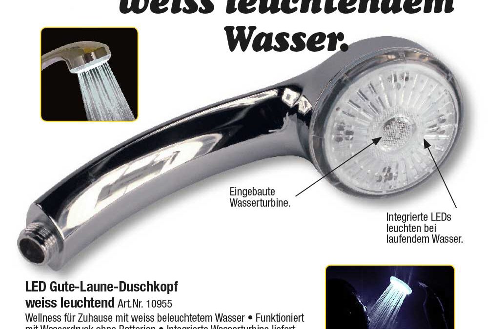 Gute Laune Duschkopf mit weißem Licht