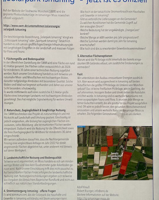 Rundschau vom 27.02.2026 „Solarpark Ismaning“ – jetzt ist es offiziell